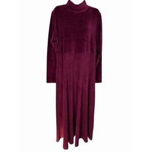 Coldwater Creek Velvet Maxi Dress XL Wine Burgundy Moody Boho Glam Edwardian